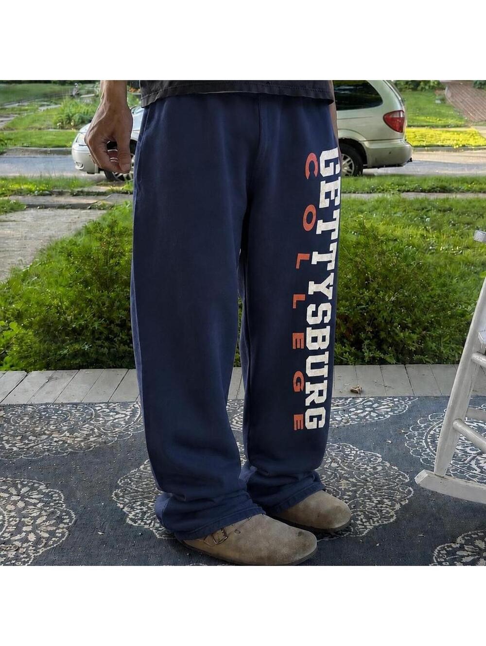 Y2K baggy Navy blue Gettysburg College cotton sweatpants